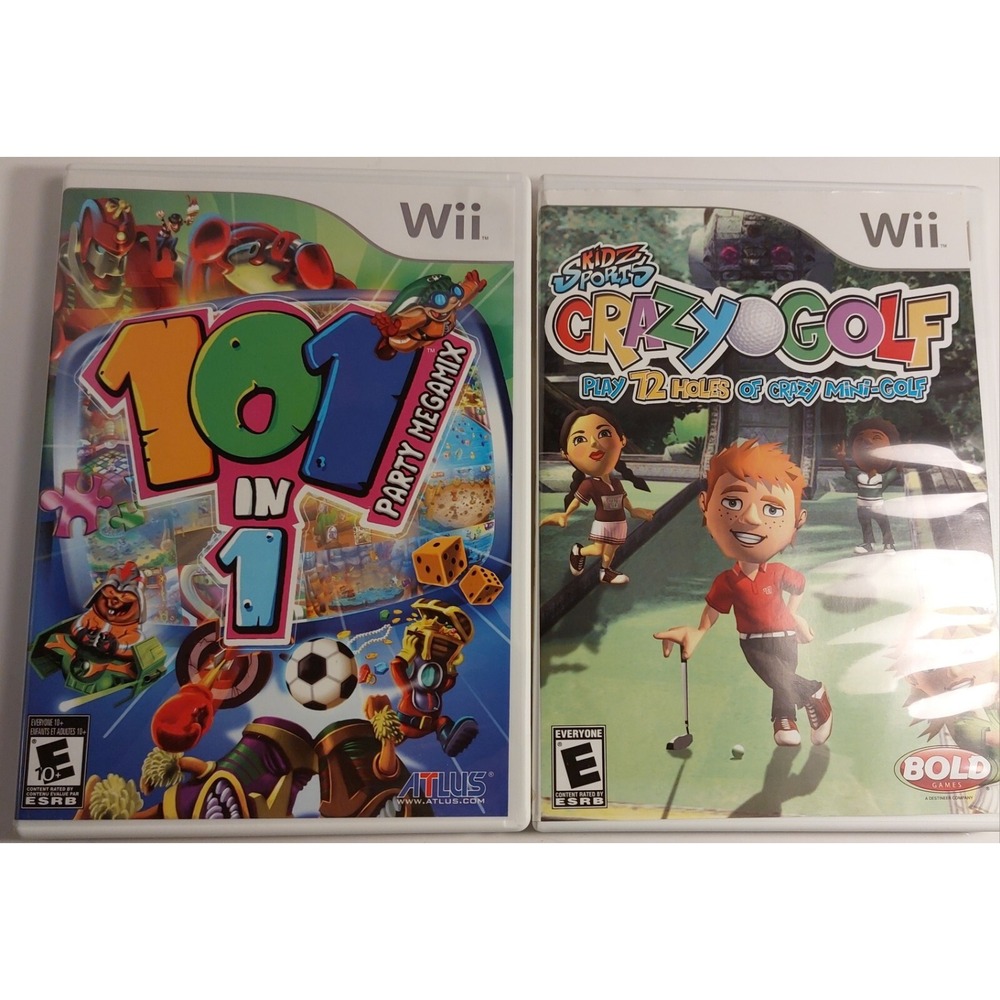LOT of 2 Wii Games: 1) 101-in-1 Party Megamix 2) Kidz Sports Crazy Golf